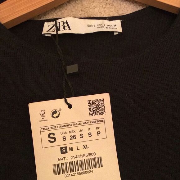 NWT Zara Black Sleeveless Mesh Shoulder Pads Top - Picture 5 of 5